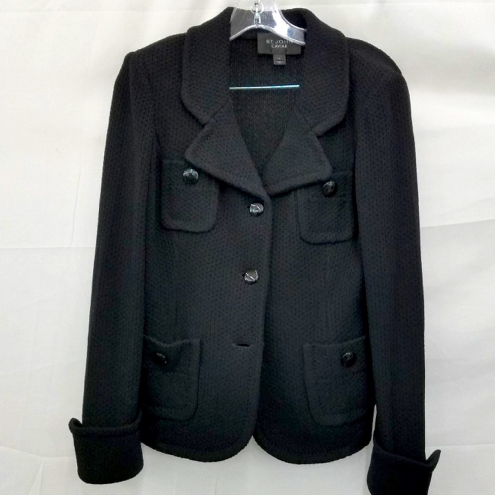 St. John Caviar knit black jacket in EXCELLENT condition - Picture 4 of 7